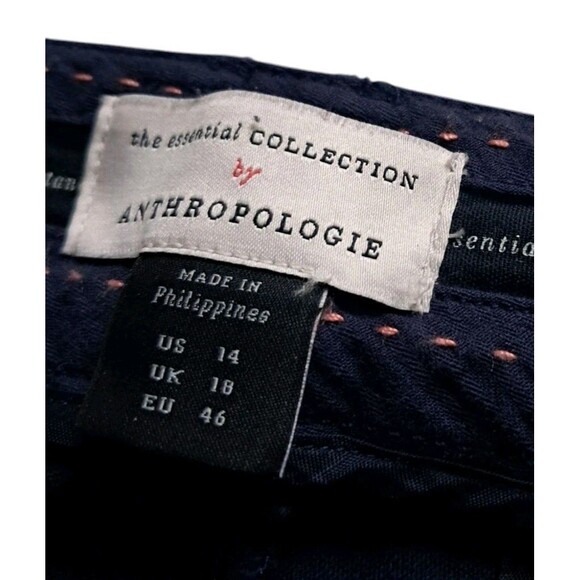 NWT Anthropologie Pants Womens 14 Navy Essential Corduroy Cropped Flare Trousers - Picture 2 of 11